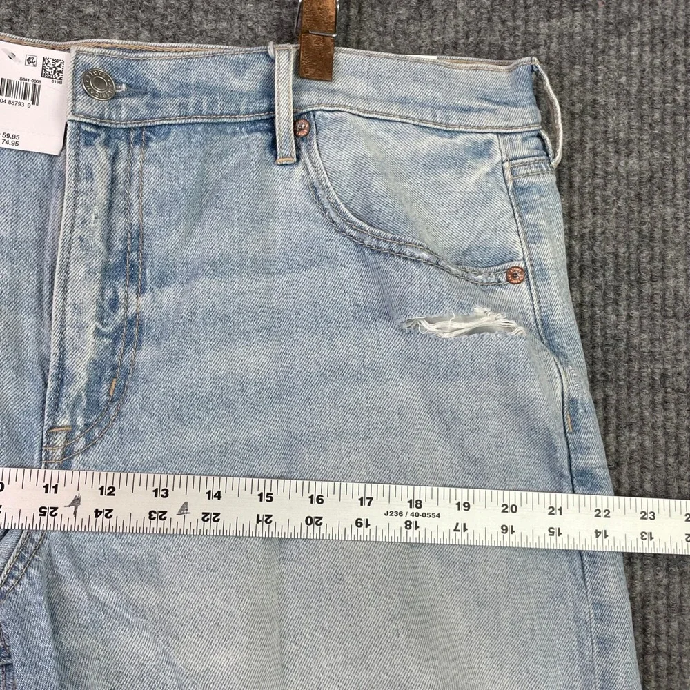 American Eagle Denim Shorts Women 16 Blue Strigid High Rise Raw Hem Distressed